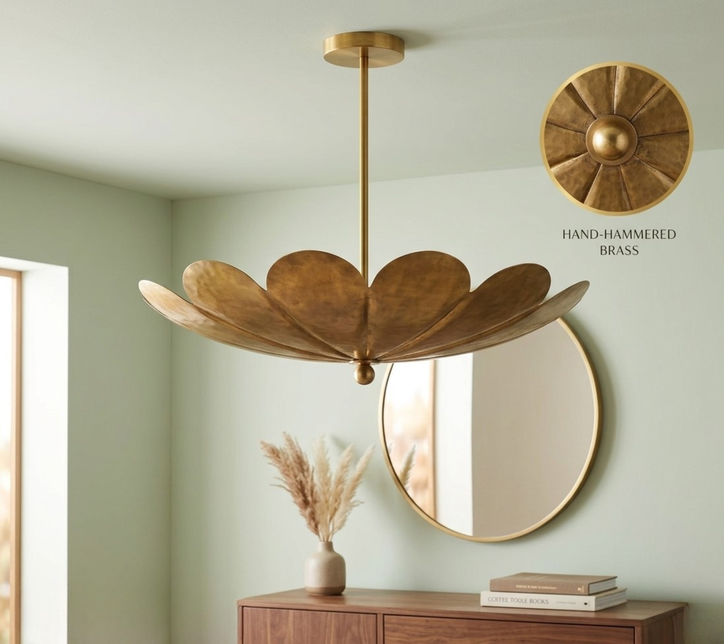 Six Light Disk Sputnik Chandelier Ceiling Lighting Fixture Flower Motif