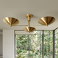 Three-Light Brass Sputnik Flush Mount | Mid-Century Modern Stilnovo Lighting Fixture