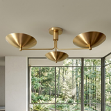 Three-Light Brass Sputnik Flush Mount | Mid-Century Modern Stilnovo Lighting Fixture