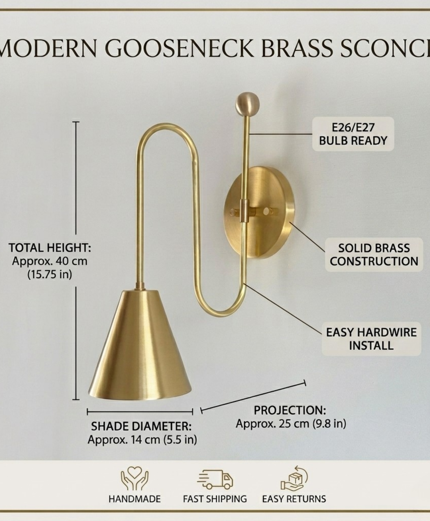 1950's Mid Century Italian Brass Diabolo Sconce, Raw Brass Finish Lamp