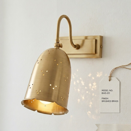 Perforated bell shade Design , Wall Lights, Brass Wall Sconce Contemporary Mid Century Lamp