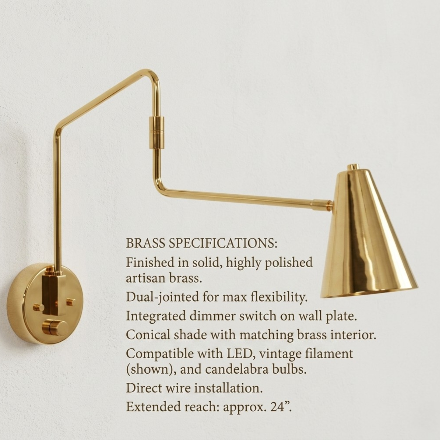 950's Mid Century Italian Brass Diabolo Sconce, Raw Brass Finish Lamp