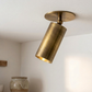 1950's Mid Century Italian Brass Diabolo Sconce, Raw Brass Finish Lamp