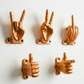 Set of 5 Gold Hand Gesture Wall Hooks - Funny Decorative Coat Hooks, Jewelry Hangers, Unique Home Decor