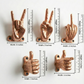 Set of 5 Gold Hand Gesture Wall Hooks - Funny Decorative Coat Hooks, Jewelry Hangers, Unique Home Decor