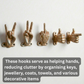 Set of 5 Gold Hand Gesture Wall Hooks - Funny Decorative Coat Hooks, Jewelry Hangers, Unique Home Decor