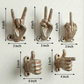 Set of 5 Gold Hand Gesture Wall Hooks - Funny Decorative Coat Hooks, Jewelry Hangers, Unique Home Decor