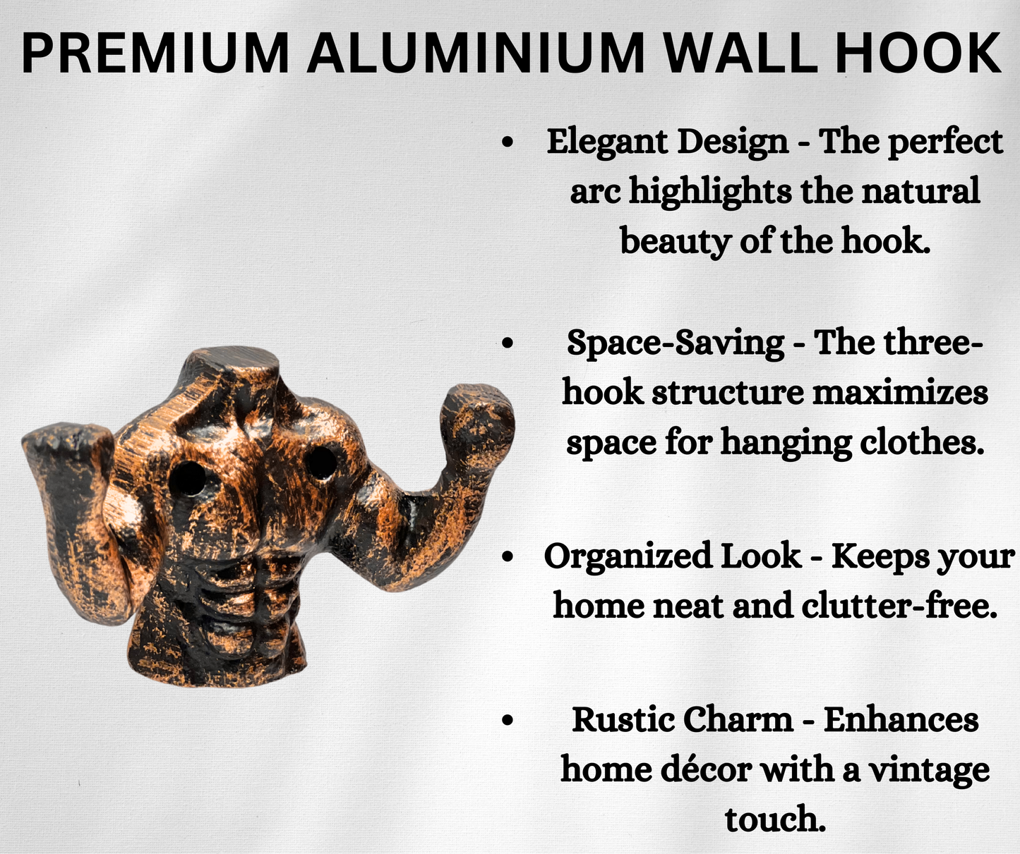 Set of 3 Aluminium Muscular Man Shape Coat Hooks Wall Art Decor-Muscular Man Shape Hangers and Key Holder-Clothes Rack and Backpack Hanger-Coat Hooks Home Decor for Storage