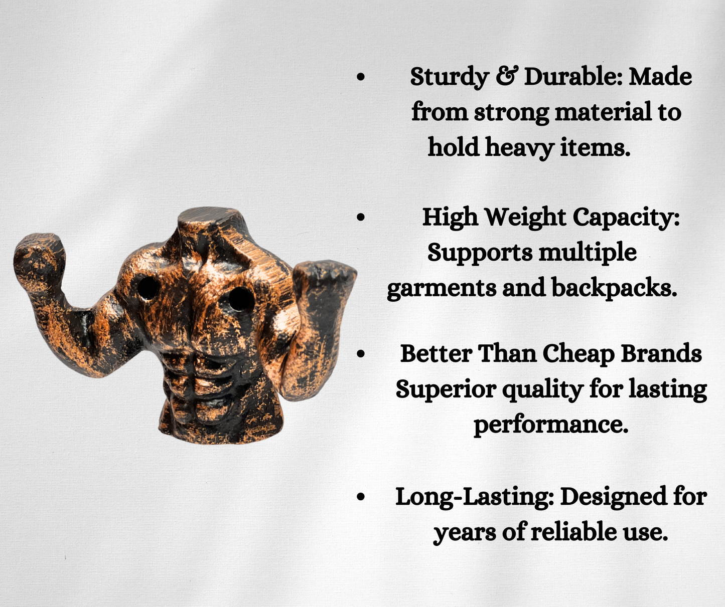 Set of 3 Aluminium Muscular Man Shape Coat Hooks Wall Art Decor-Muscular Man Shape Hangers and Key Holder-Clothes Rack and Backpack Hanger-Coat Hooks Home Decor for Storage