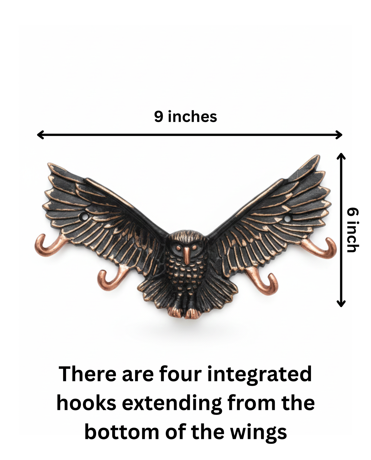 OWL Shape hook For Wall Mount -Aluminium Hook for Wall-Animal Theme Hooks Hangers Rack Organiser Walls Art Home Decor Hook for Storage, Living Room, Hallway