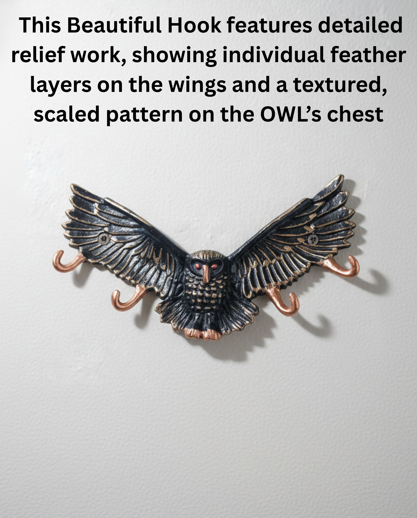 OWL Shape hook For Wall Mount -Aluminium Hook for Wall-Animal Theme Hooks Hangers Rack Organiser Walls Art Home Decor Hook for Storage, Living Room, Hallway