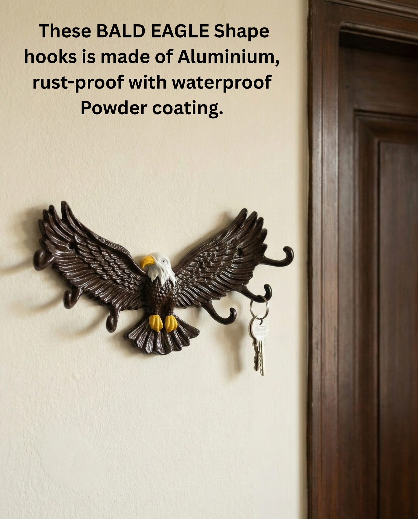 Bald Eagle Shape hook For Wall Mount-Aluminium Hook for Wall-Animal Theme Hooks Hangers Rack Organiser Walls Art Home Decor Hook for Storage, Living Room, Hallway