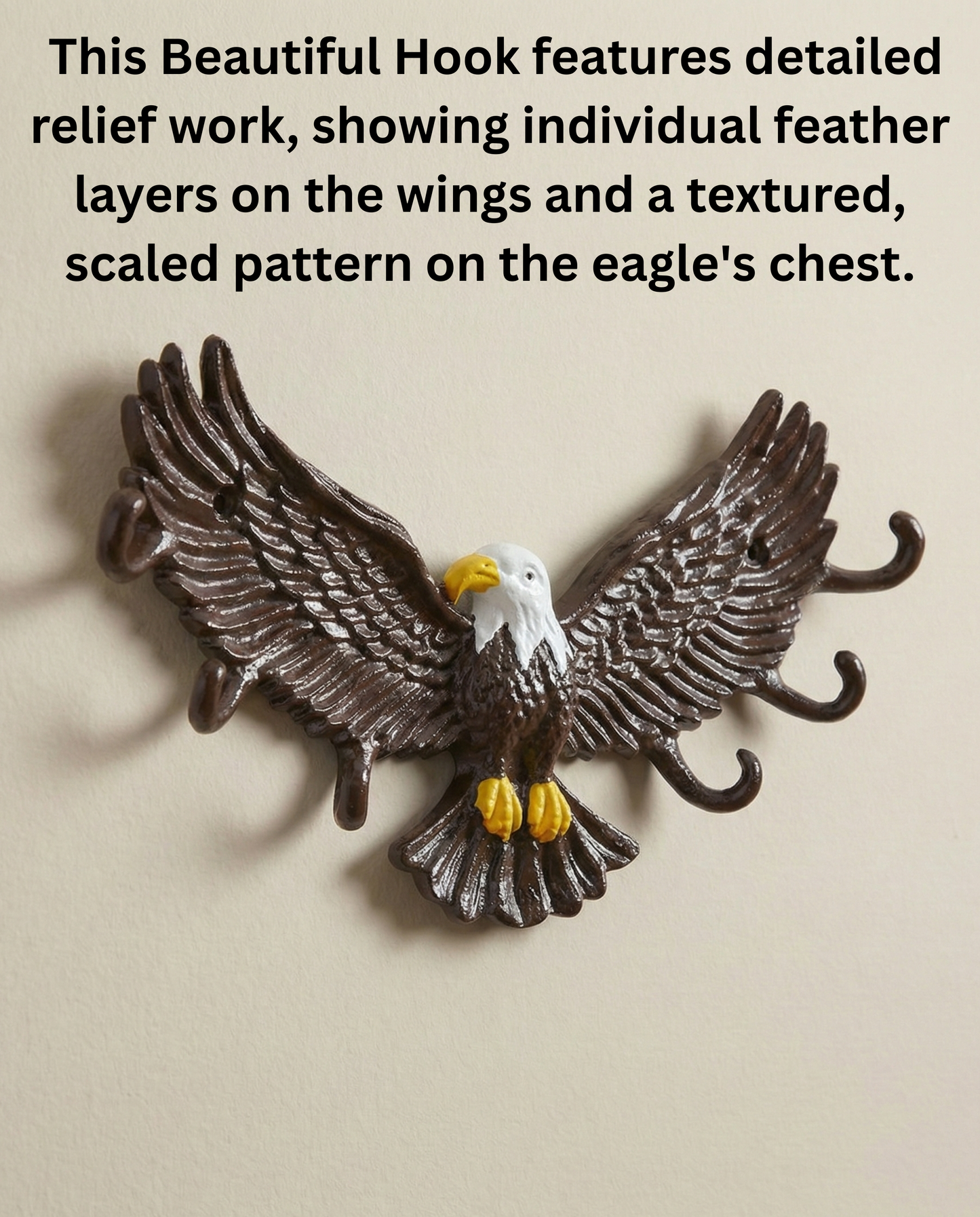 Bald Eagle Shape hook For Wall Mount-Aluminium Hook for Wall-Animal Theme Hooks Hangers Rack Organiser Walls Art Home Decor Hook for Storage, Living Room, Hallway