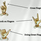 Set of 3 Hand Gesture Decorative Wall Hooks, 4 Inches High-Hang Loose-Rock On-Cross Fingers Gestures. Unique Stylish Key or Towel Hangers Backpack Hanger-Coat Hooks Home Decor for Storage