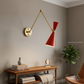 1950's Mid Century Italian Brass Diabolo Sconce, Orange Finish Lamp