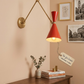 1950's Mid Century Italian Brass Diabolo Sconce, Orange Finish Lamp