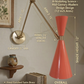 1950's Mid Century Italian Brass Diabolo Sconce, Orange Finish Lamp