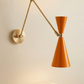 1950's Mid Century Italian Brass Diabolo Sconce, Orange Finish Lamp