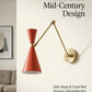 1950's Mid Century Italian Brass Diabolo Sconce, Orange Finish Lamp