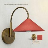 1950's Mid Century Italian Brass Diabolo Sconce, CORAL-RED Finish Lamp