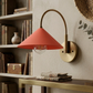1950's Mid Century Italian Brass Diabolo Sconce, CORAL-RED Finish Lamp