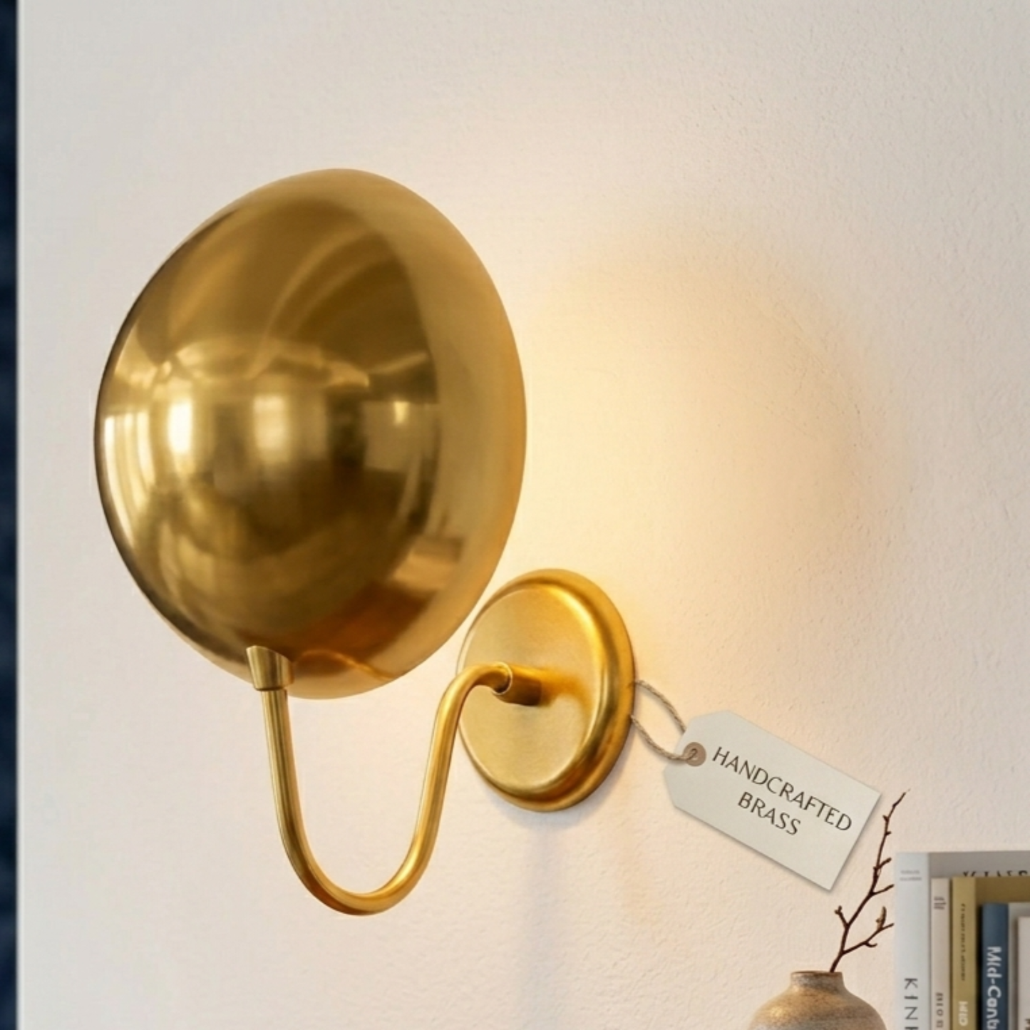 1950's Mid Century Italian Brass Diabolo Sconce, Raw Brass Finish Lamp