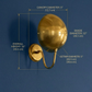 1950's Mid Century Italian Brass Diabolo Sconce, Raw Brass Finish Lamp