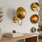 1950's Mid Century Italian Brass Diabolo Sconce, Raw Brass Finish Lamp