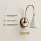 1950's Mid Century Italian Brass Diabolo Sconce, White Finish Lamp