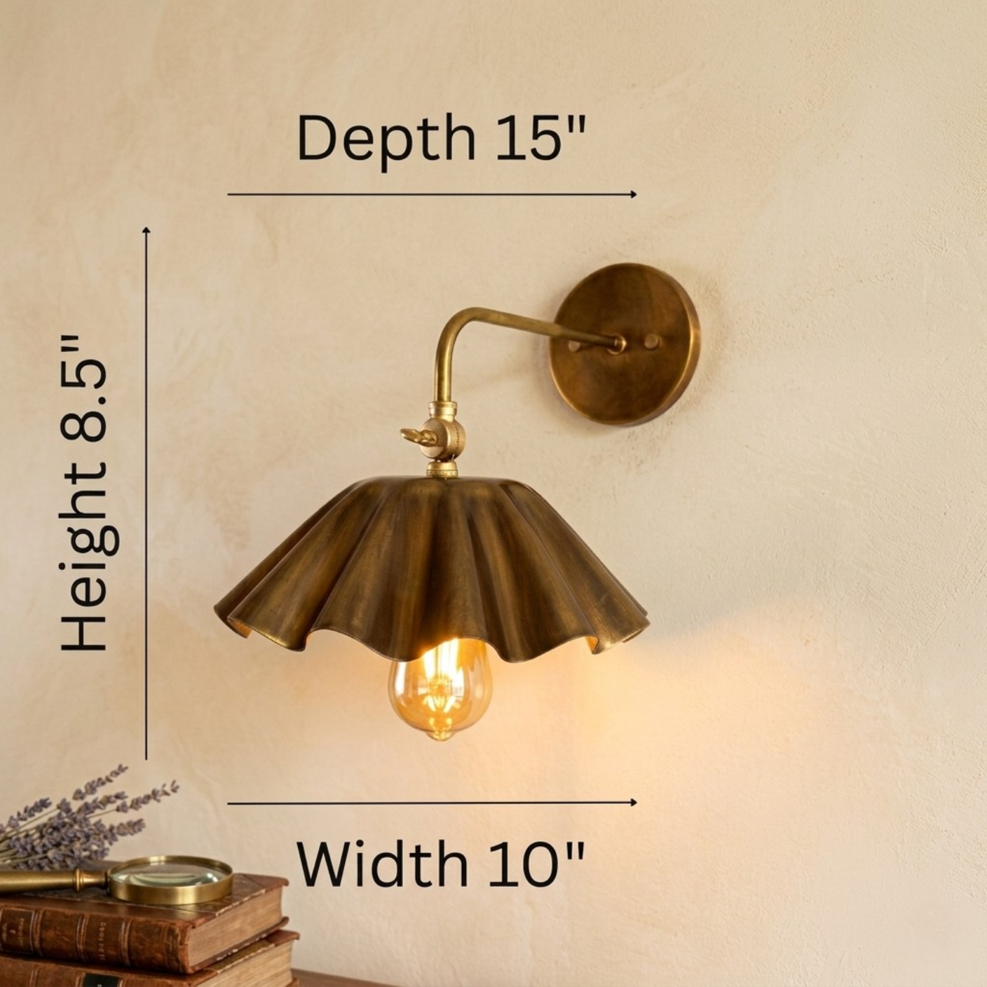 1950's Mid Century Italian Brass Diabolo Sconce, Raw Brass Finish Lamp
