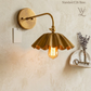 1950's Mid Century Italian Brass Diabolo Sconce, Raw Brass Finish Lamp