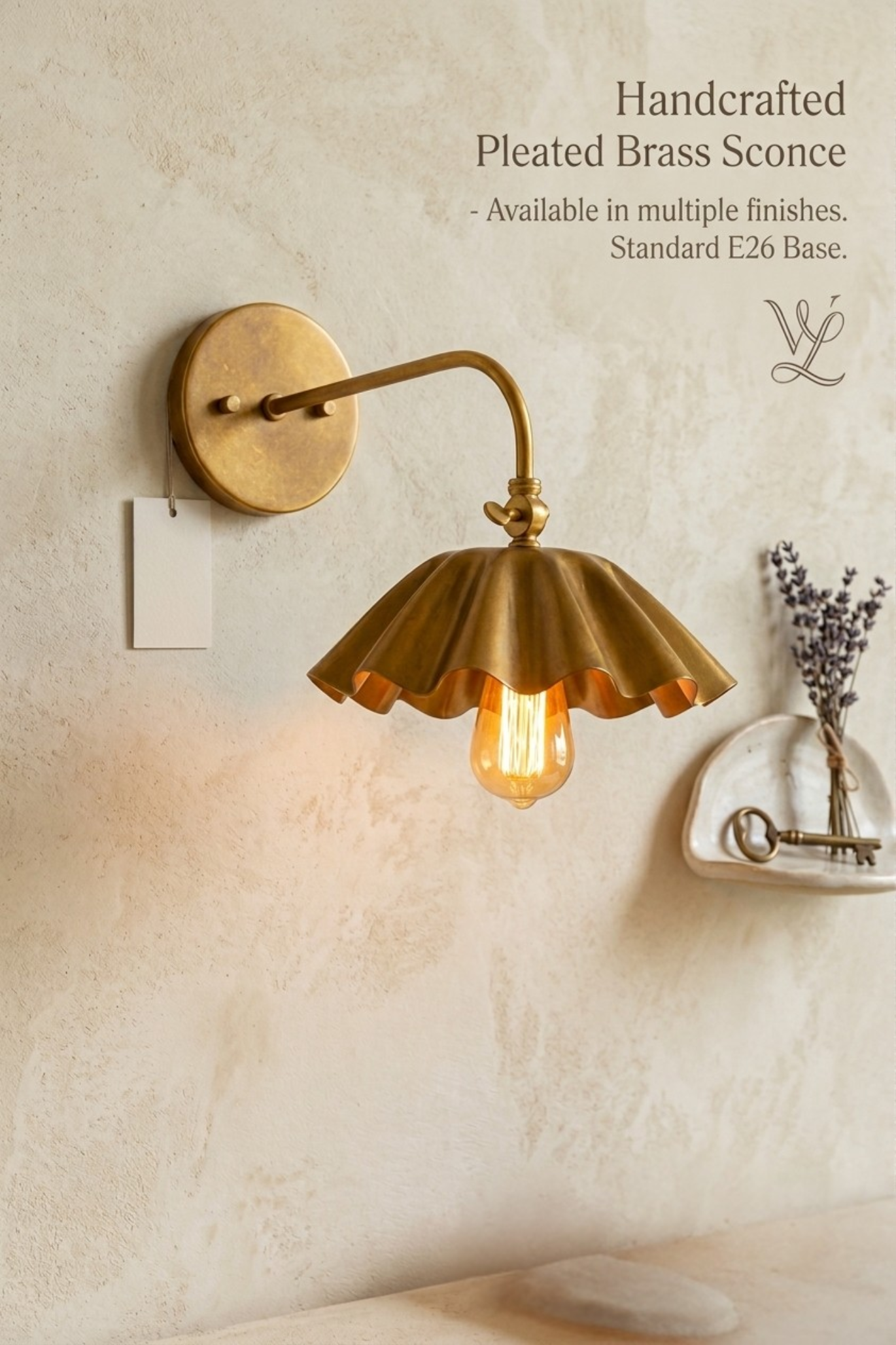 1950's Mid Century Italian Brass Diabolo Sconce, Raw Brass Finish Lamp
