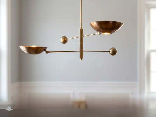 Mid Century Modern TWO sputnik light | Antique Brass Light Fixture | Stilnovo Style Modern Brass Chandelier Custom Light