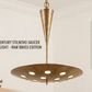 Handmade 1950s Mid-Century Modern Cream Cosmic Pendant Light – Cutout Disc Chandelier, Rusted Brass Flush Mount Duo Regolith Style Ceiling