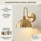 Handcrafted Brass Wall Sconce: Scalloped Shade, Minimalist Design, Luxury Lighting Fixture