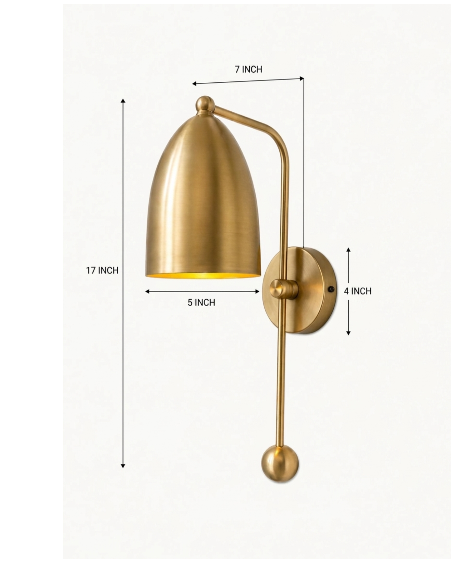 Luxury Brass Wall Sconce, Modern Bedside Wall Lamp, Minimalist Gold Mount Light, Bedroom Decor