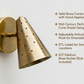 Vintage Raw Brass Cone Wall Sconce: Mid-Century Modern Perforated Lamp For Bedroom, Living room & Office