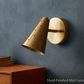 Vintage Raw Brass Cone Wall Sconce: Mid-Century Modern Perforated Lamp For Bedroom, Living room & Office