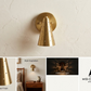 Vintage Raw Brass Cone Wall Sconce: Mid-Century Modern Perforated Lamp For Bedroom, Living room & Office
