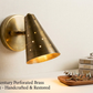 Vintage Raw Brass Cone Wall Sconce: Mid-Century Modern Perforated Lamp For Bedroom, Living room & Office