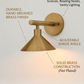 1950's Mid Century Italian Brass Diabolo Sconce, Raw Brass Finish Lamp