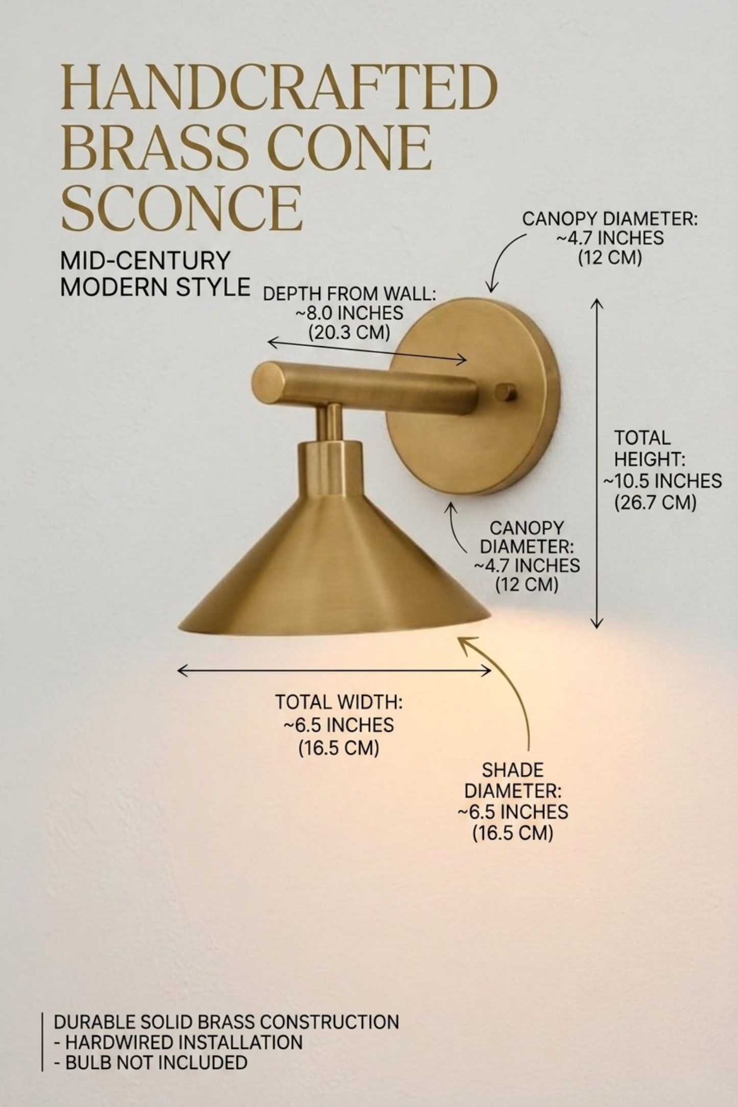 1950's Mid Century Italian Brass Diabolo Sconce, Raw Brass Finish Lamp