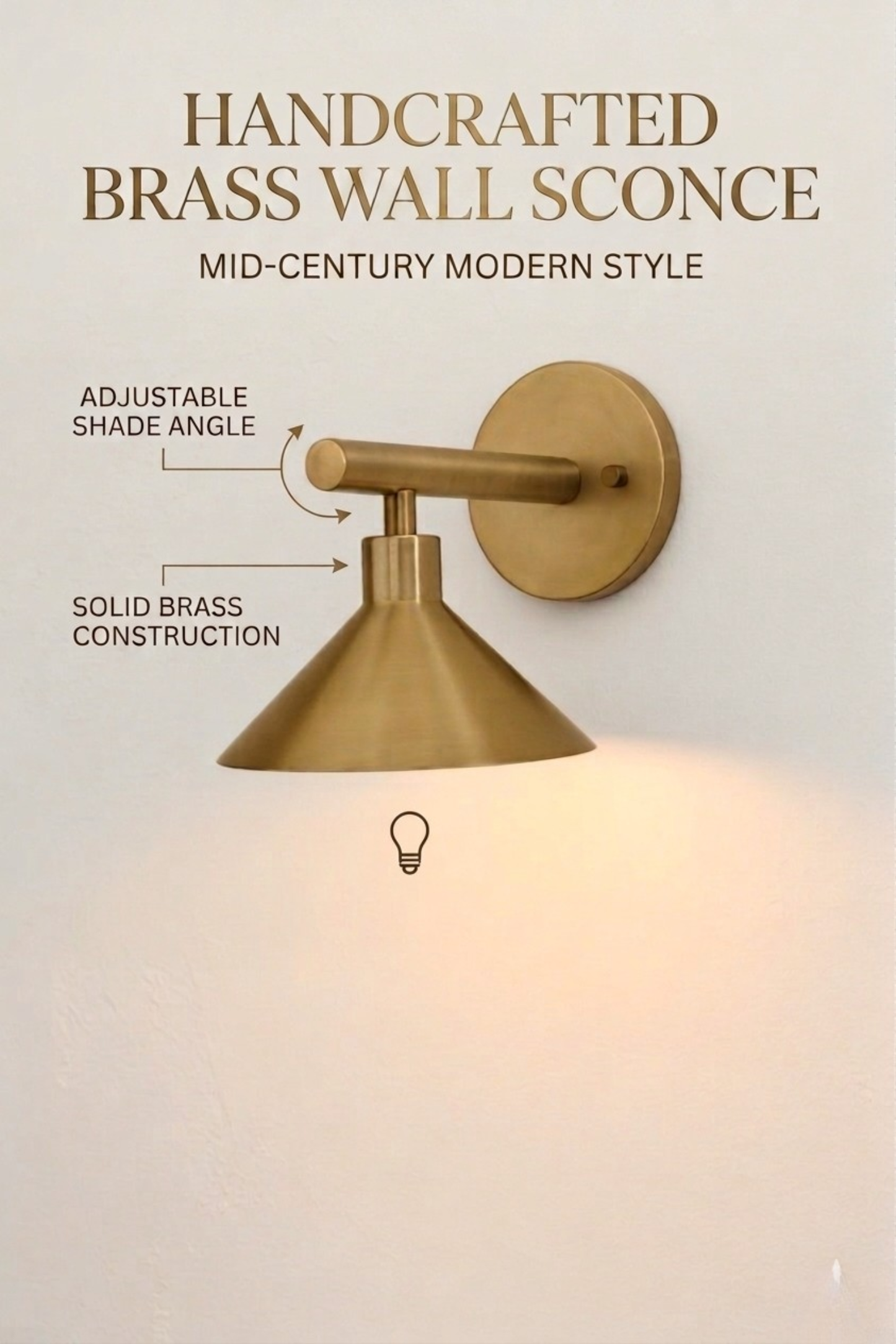 1950's Mid Century Italian Brass Diabolo Sconce, Raw Brass Finish Lamp