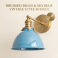 1950's Mid Century Italian Brass Diabolo Sconce, Sky Blue Finish Lamp