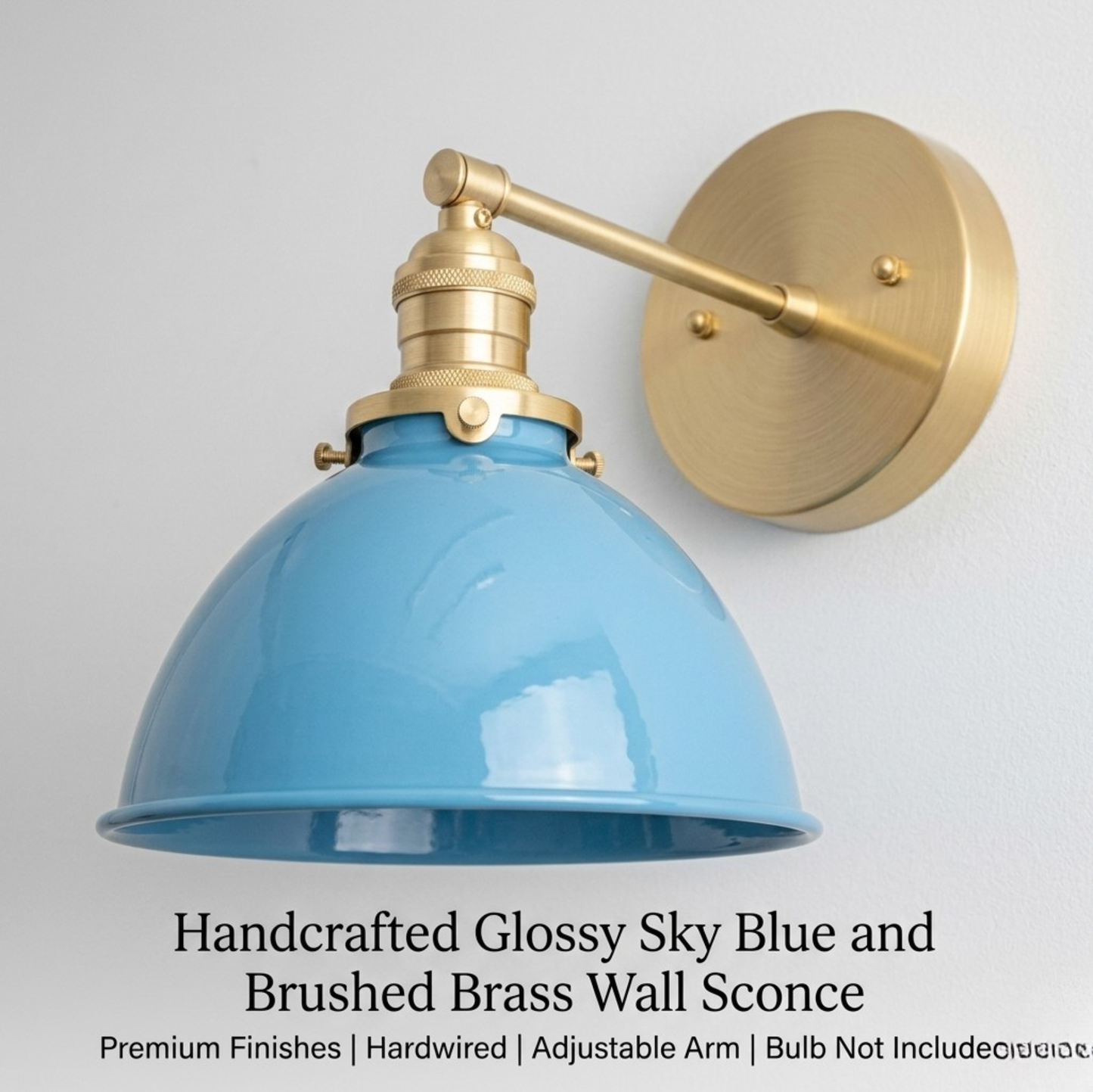 1950's Mid Century Italian Brass Diabolo Sconce, Sky Blue Finish Lamp