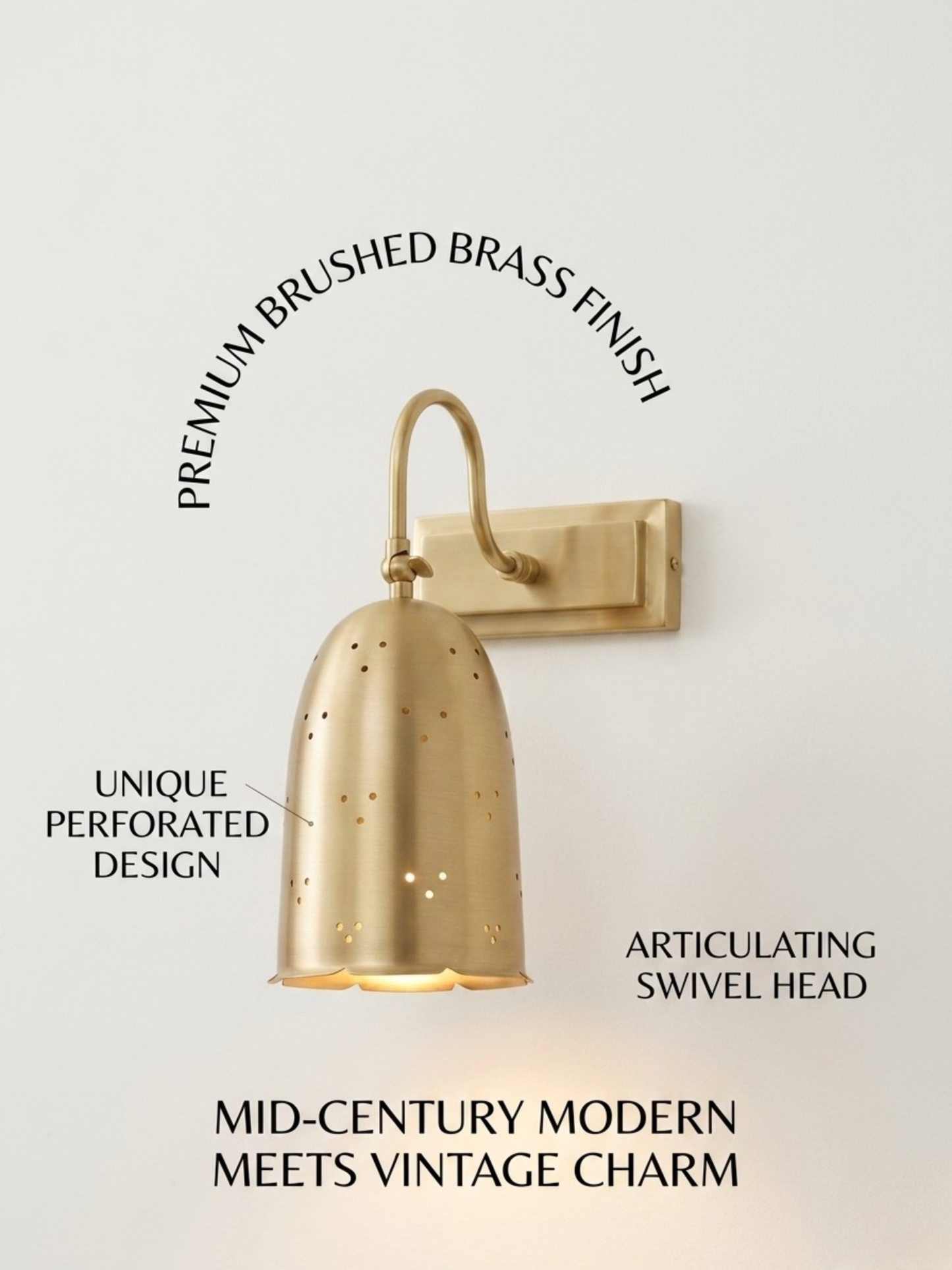 Perforated bell shade Design , Wall Lights, Brass Wall Sconce Contemporary Mid Century Lamp